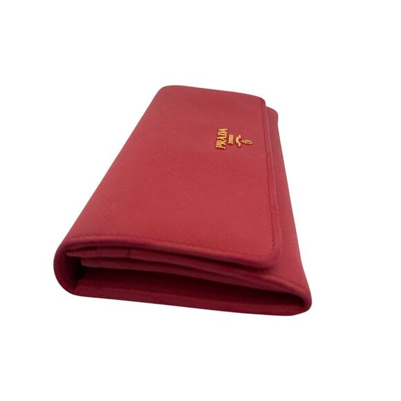 Prada Saffiano Metal Continental Wallet in Peonia Pink with Gold Hardware - Picture 7 of 8